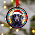 Flat Coated Retriever in Santa Hat Suncatcher Decoration